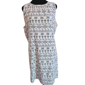 LOFT Blue and White Lined Dress Size Large